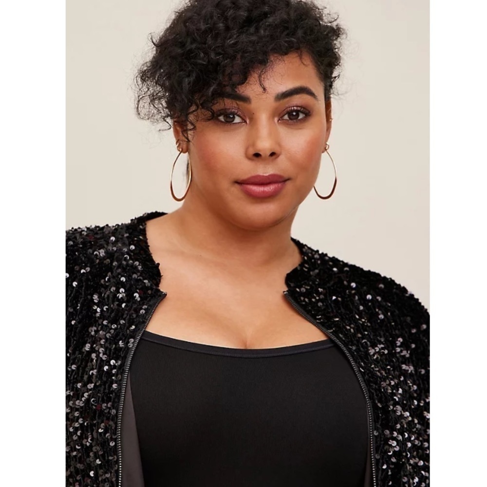 Torrid 1 SEQUIN CROP JACKET - Picture 5 of 14